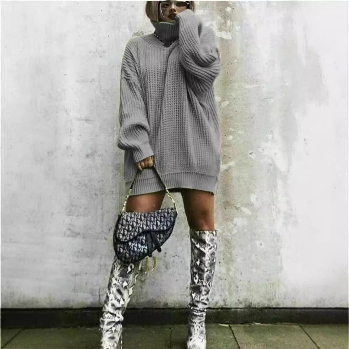 Pull en grosse maille pour femmes avec col haut et coupe décontractée Chic und Still