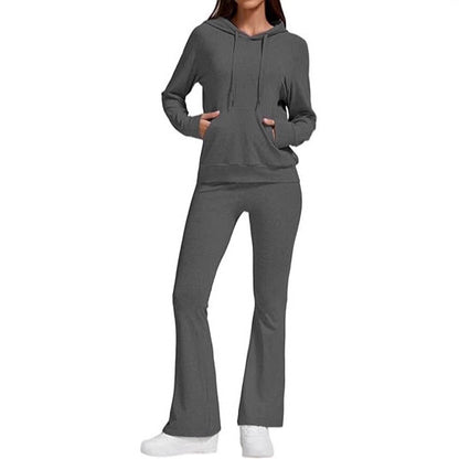 Dame ensemble de sport à capuche avec pantalons évasés Chic und Stil