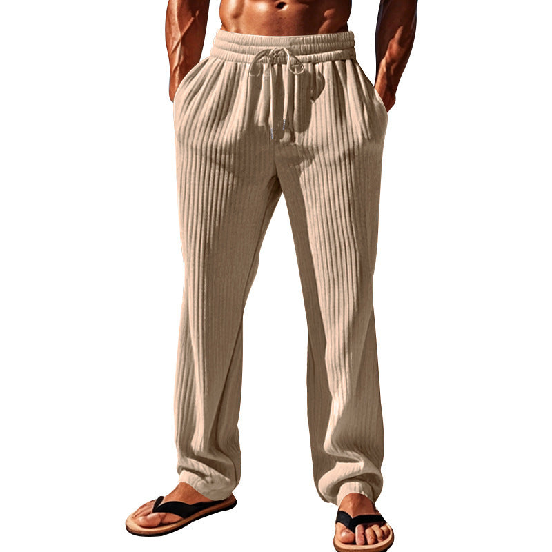 Men's striped leisure pants made of breathable material with an elastic waistband and side pockets Chic and Style