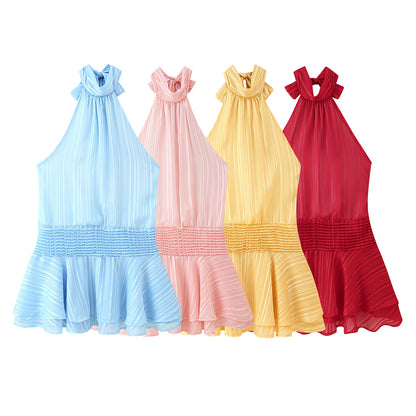 Dame Top à dos nu avec ourlet volants et taille élastique Chic und Stil