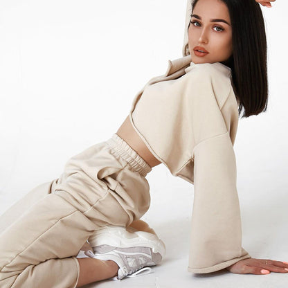 Dames élégant ensemble de salon avec haut ample et pantalon taille haute Chic und Stil