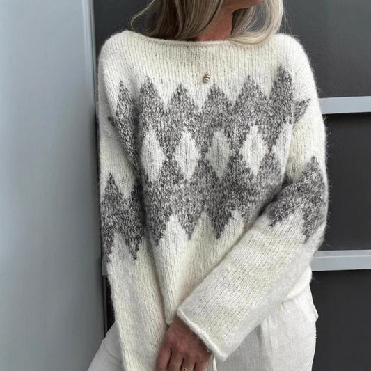 Pull femme en tricot avec un motif de vagues moderne et une coupe agréable Chic und Stil