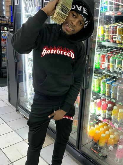 Women's hoodie and jogger pants set with a catchy logo and a comfortable fit Chic and Style