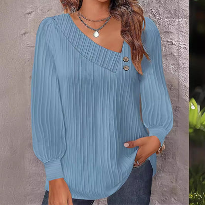 Dames Élégant haut avec design côtelé texturé et détails de boutons Chic und Stil