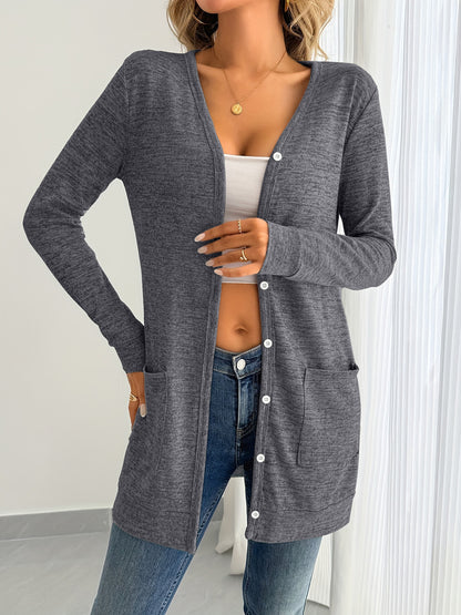 Dames cardigan à manches longues avec poches pratiques et patte de boutonnage Chic und Stil