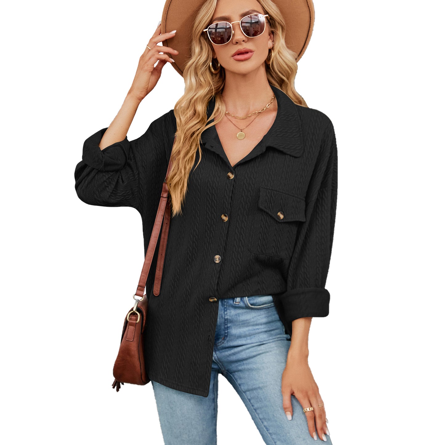 Chemise overshirt décontractée pour femmes avec design structuré Chic und Stil