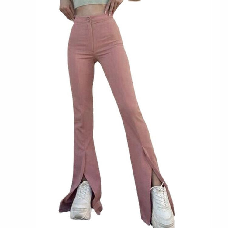 Flared pants for women with side slits and high waist Chic and Style