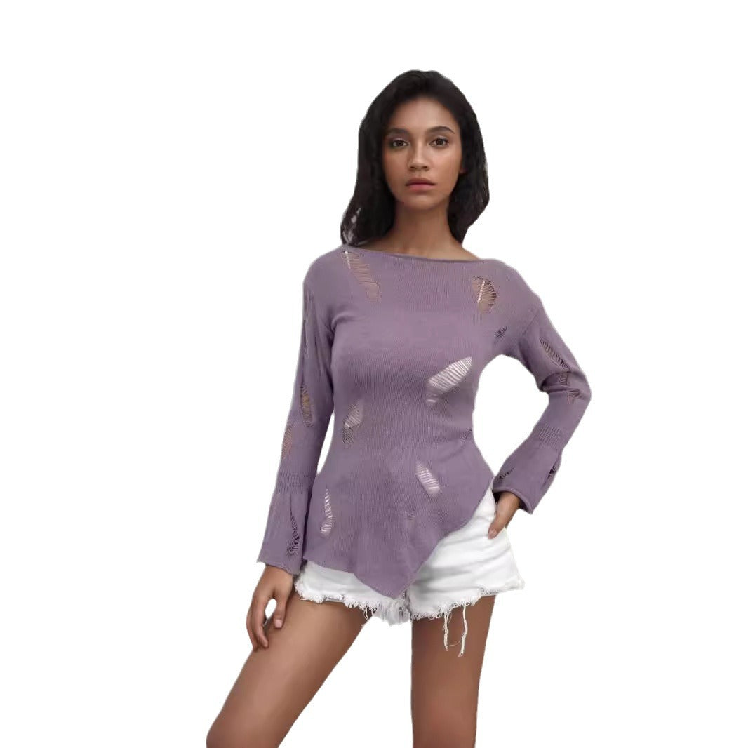 Pull en tricot décontracté pour femmes avec découpes tendance et coupe ample Chic und Stil