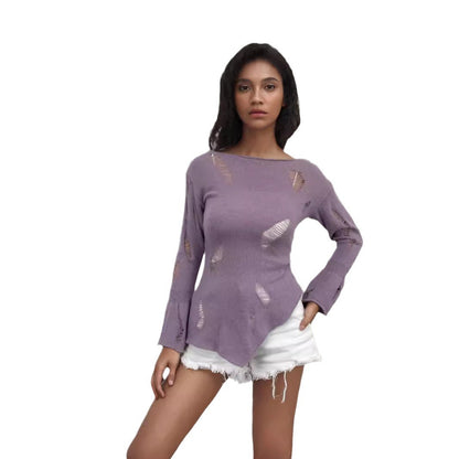 Pull en tricot décontracté pour femmes avec découpes tendance et coupe ample Chic und Stil