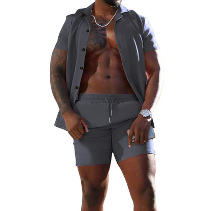 Homme décontracté ensemble chemise à manches courtes et shorts Chic und Stil