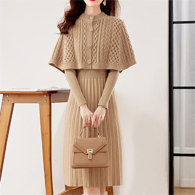 Robe en tricot élégante pour femmes avec boléro amovible Chic und Stil