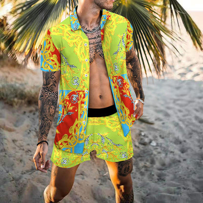 Hommes ensemble de plage à motifs à manches courtes élégant Chic und Stil