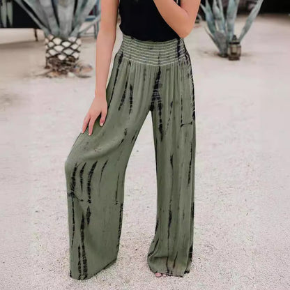 Wide palazzo pants for women with elastic waist and trendy print Chic and Style