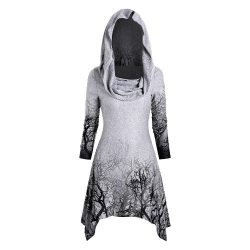 Robe à capuche pour femmes avec design graphique d'arbre Chic und Stil