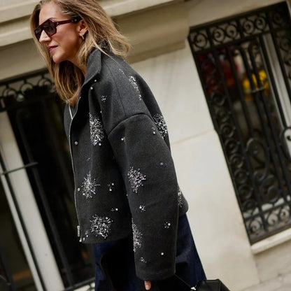 Dames élégante et scintillante veste matelassée Chic und Stil