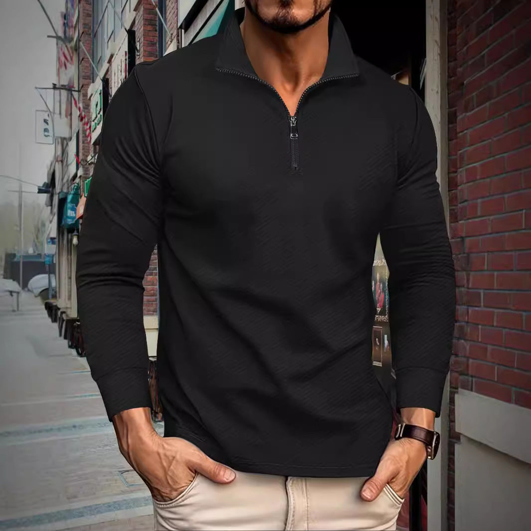 Functional long sleeve pullover for men with half-zip and innovative structural design Chic and Style