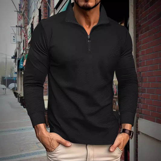 Functional long sleeve pullover for men with half-zip and innovative structural design Chic and Style