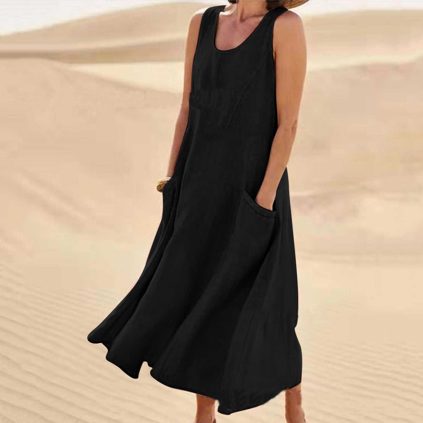 Robe d'été ample pour femmes avec poches pratiques et décolleté en V Chic und Stil