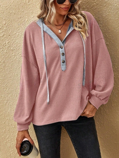 Dames Pull Overized avec Patte de Boutons Chic und Stil