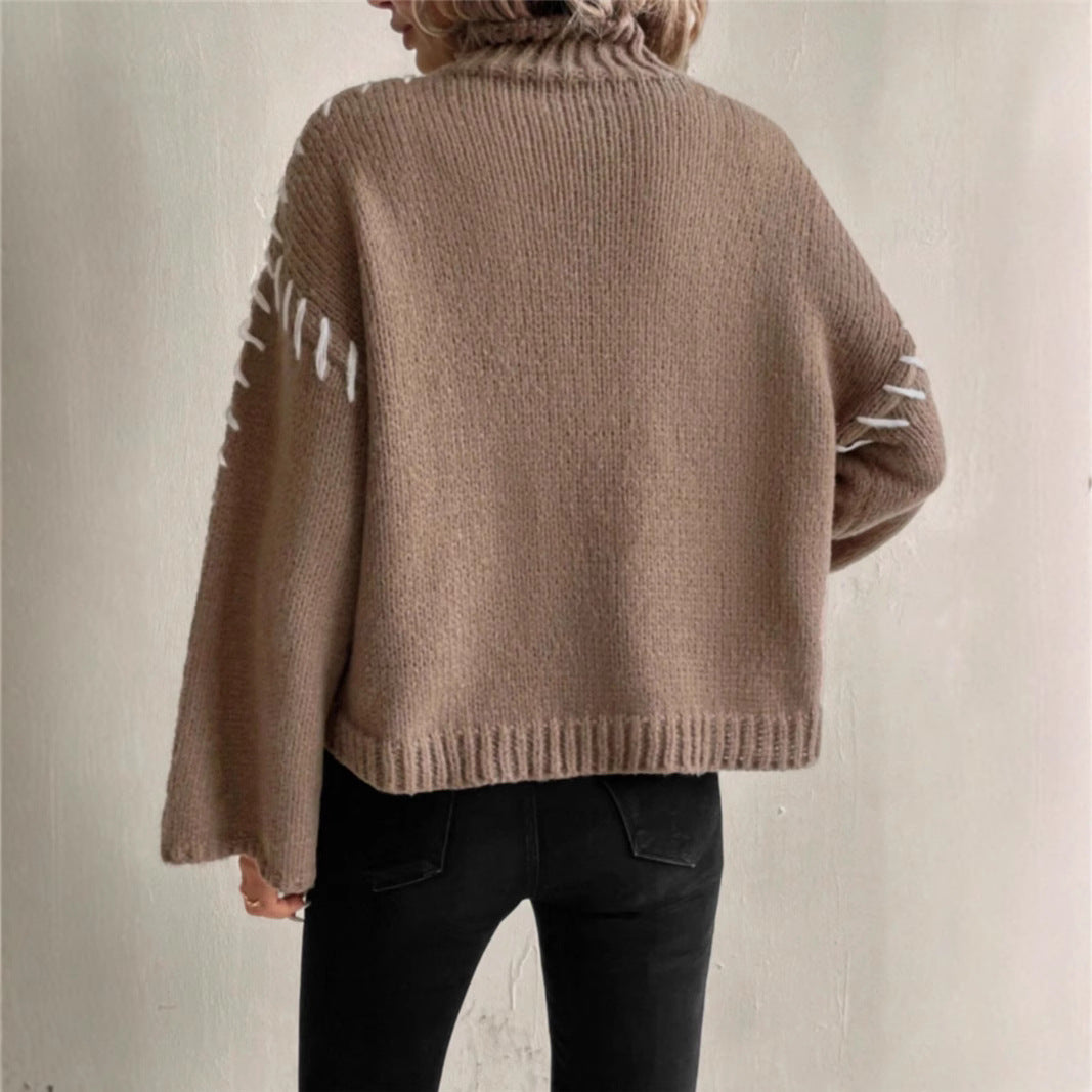 Pull en knit pour femmes avec des manches larges et un col montant Chic und Stil