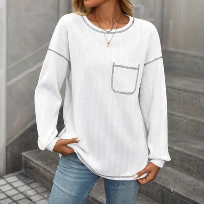 Pull à manches longues confortable pour dames avec poche poitrine Chic und Stil