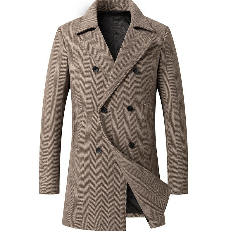 Elegant double-breasted coat for men in herringbone pattern Chic und Stil