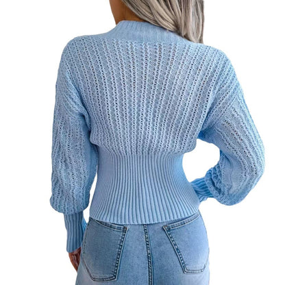 Pull en tricot pour femmes avec décolleté en V profond et motif torsadé texturé Chic und Stil