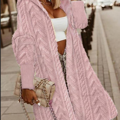 Dames pull-over doux avec capuche et longueur décontractée Chic und Stil
