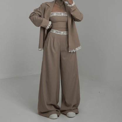 Dames Ensemble élégant à deux pièces avec accents en dentelle Chic und Stil