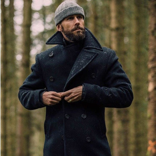Double-breasted coat for men with high collar Chic and Style