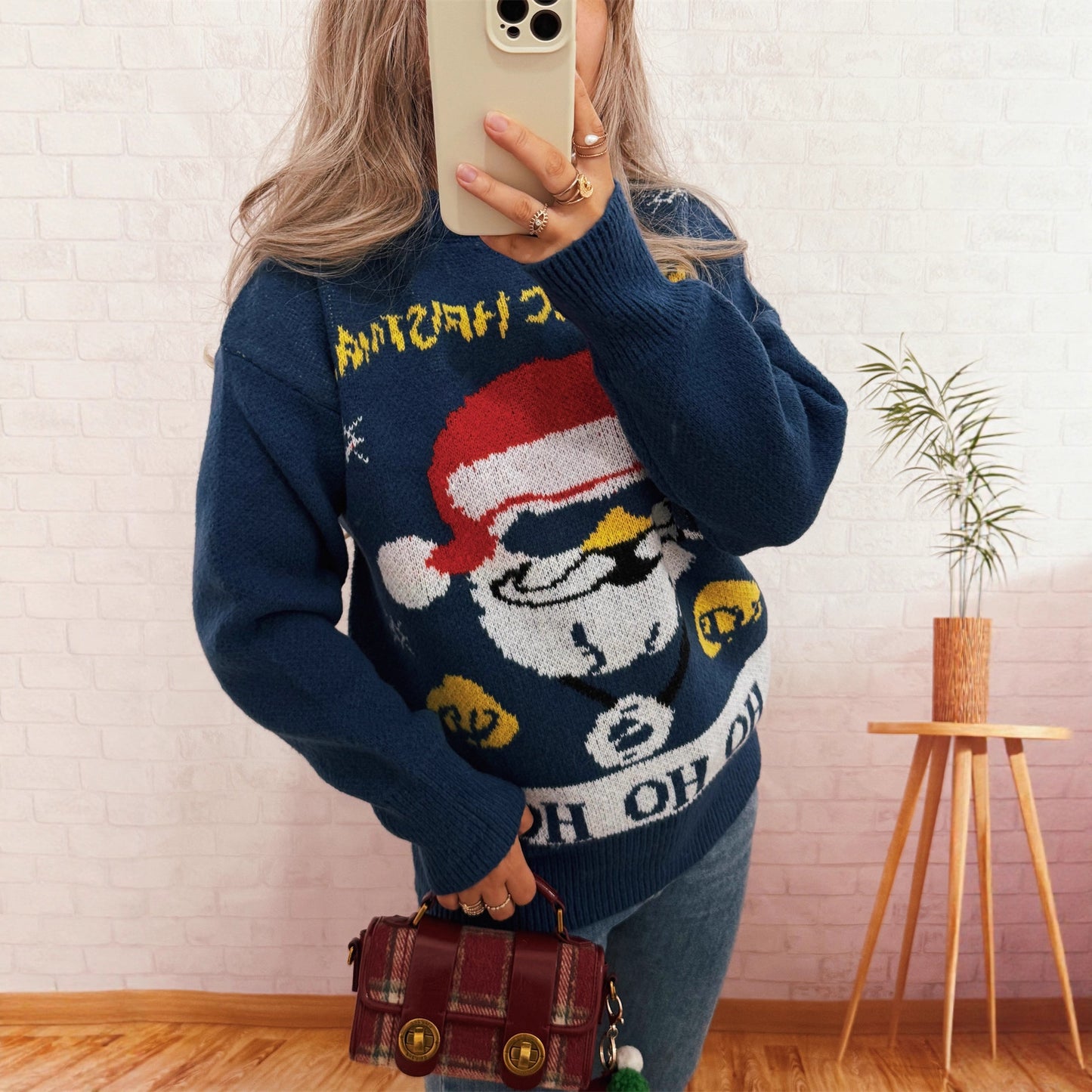 Pull en tricot festif pour femmes avec motif de Noël Chic und Stil