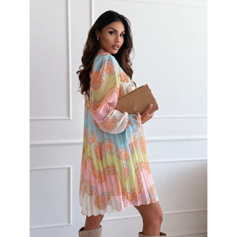 Femmes Robe Mini Plissée Élégante Chic und Stil