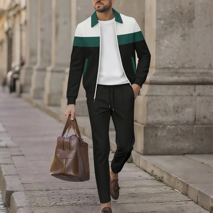 Trendy leisure jacket for men with textured design and comfortable jogger pants Chic and Style
