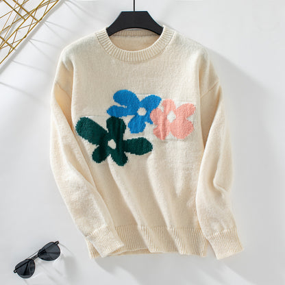 Pull décontracté pour femmes avec motifs floraux et col rond Chic und Stil