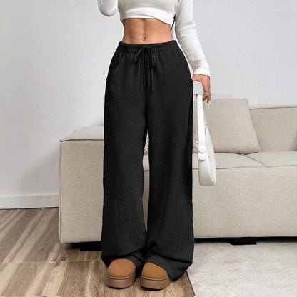 Women Comfortable Leisure Pants with Elastic Waist and Side Pockets Chic and Style