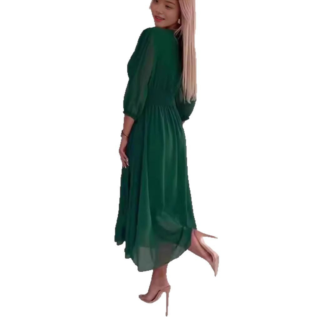 Femme Robe Maxi Fluide à encolure en V Chic und Stil