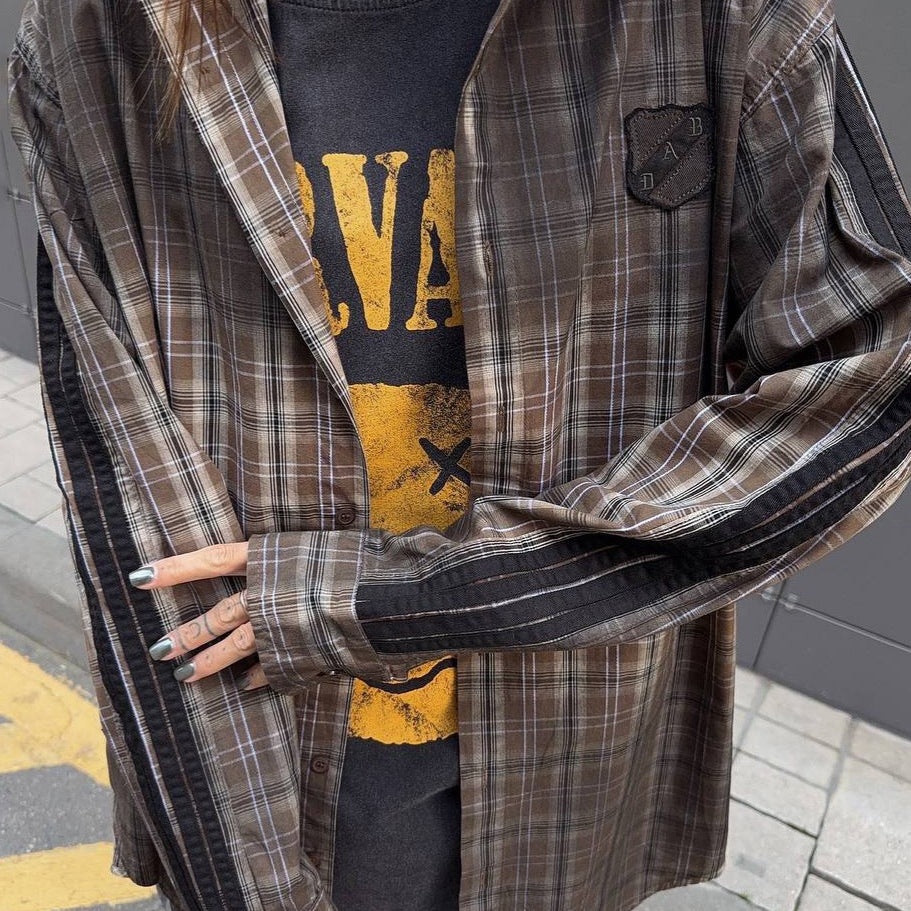 Dames décontractée à carreaux oversize chemise veste Chic und Stil