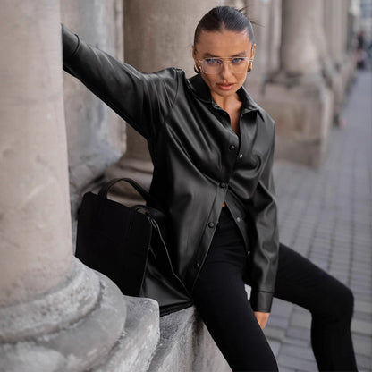 Chemisier en simili cuir pour femmes Chic und Stil