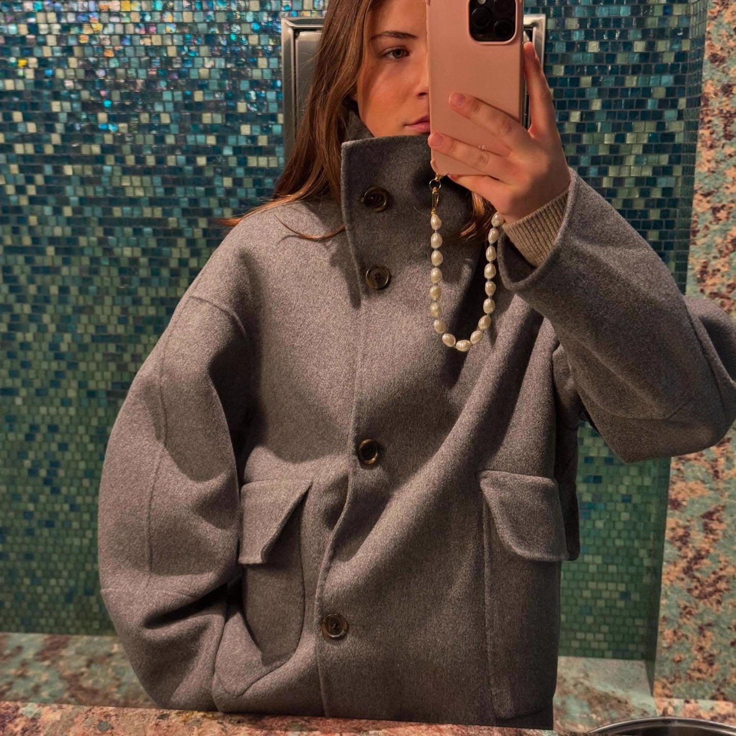 Ladies Oversized Fashionable Jacket in High-Quality Wool Blend Chic and Style