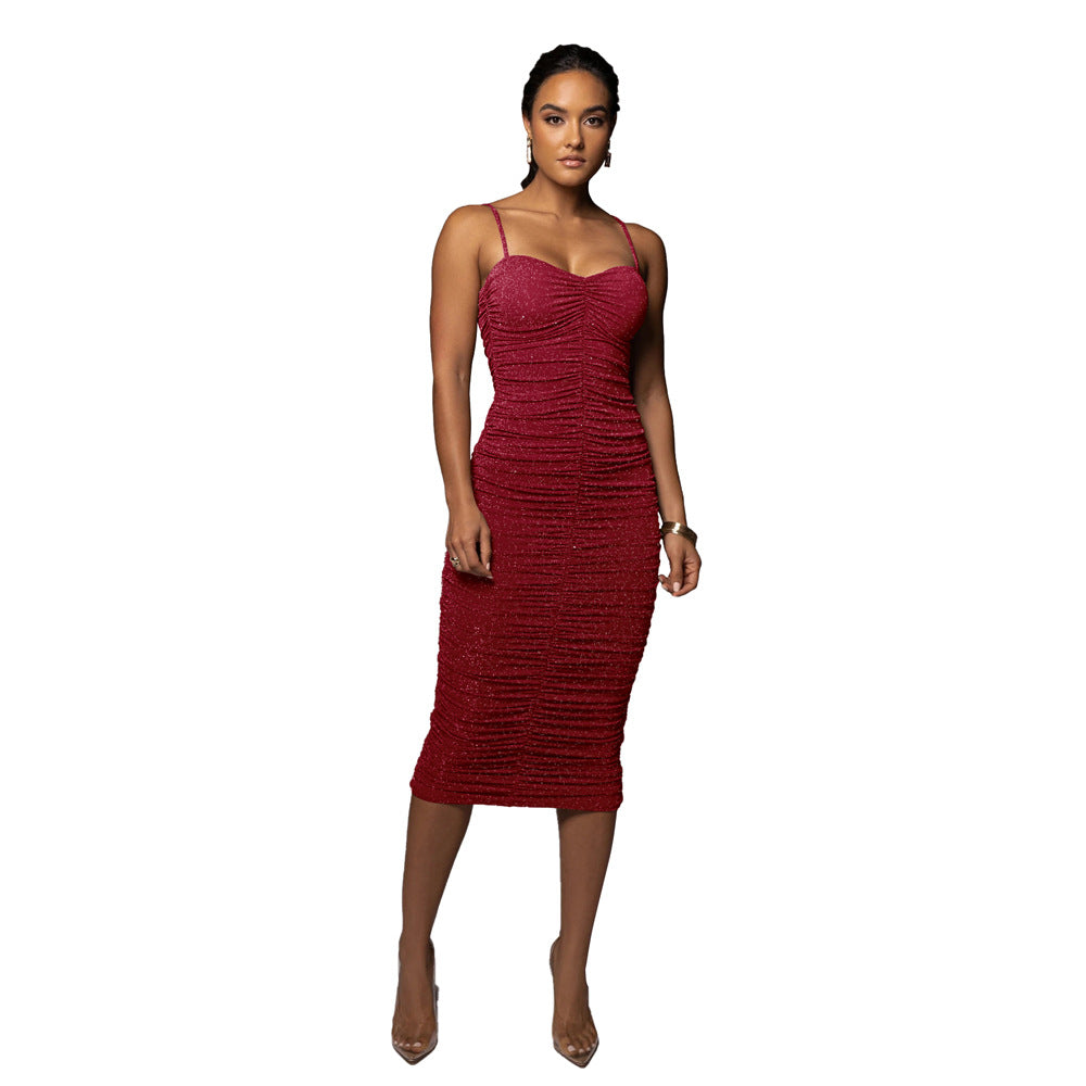 Robe midi ajustée pour dames avec fronces et effet irisé Chic und Stil