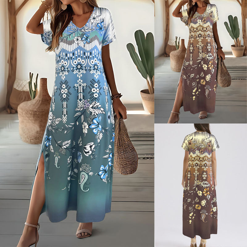 Dames Élégant motif floral Robe maxi Chic und Stil