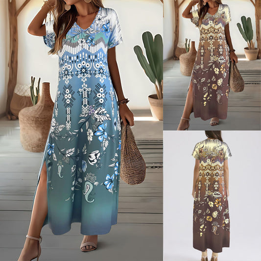 Dames Élégant motif floral Robe maxi Chic und Stil