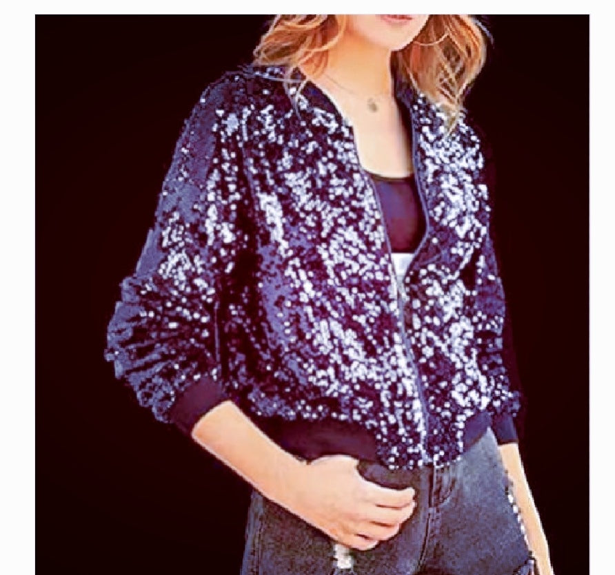 Dames Bling Bomber Jacket Chic und Stil