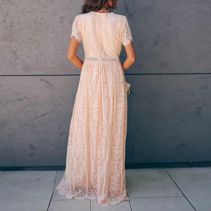 Femmes Élégante Robe Maxi en Dentelle Bohème Chic und Stil