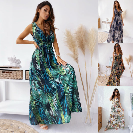 Femme Robe maxi imprimé tropical fluide Chic und Stil