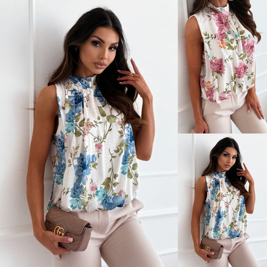 Chemisier à col haut fleuri pour femmes Chic und Stil