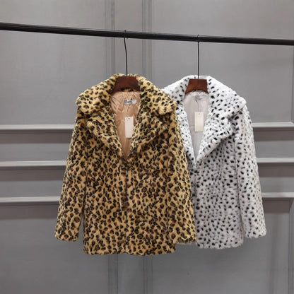 Veste en fausse fourrure de luxe pour femmes à motif léopard Chic und Stil