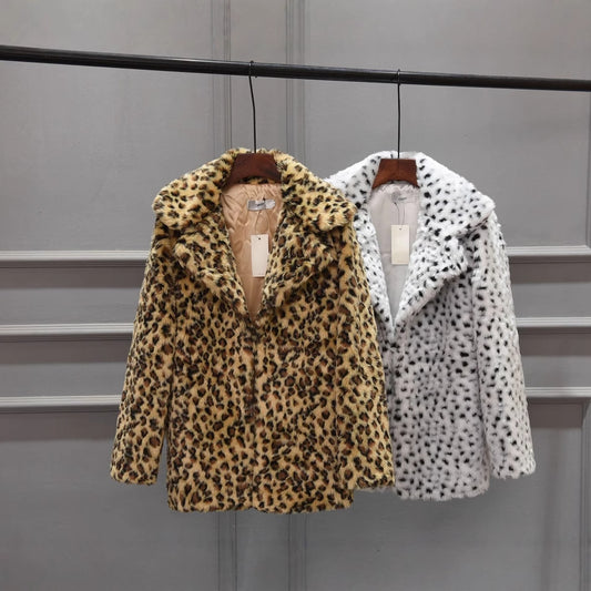 Veste en fausse fourrure de luxe pour femmes à motif léopard Chic und Stil