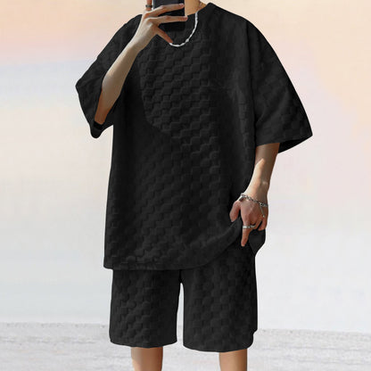 Ensemble décontracté pour hommes en t-shirt et shorts à motif à carreaux Chic und Stil