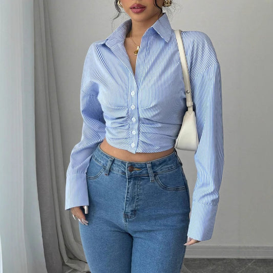 Blouse élégante pour femmes avec coupe froncée et manches longues Chic und Stil